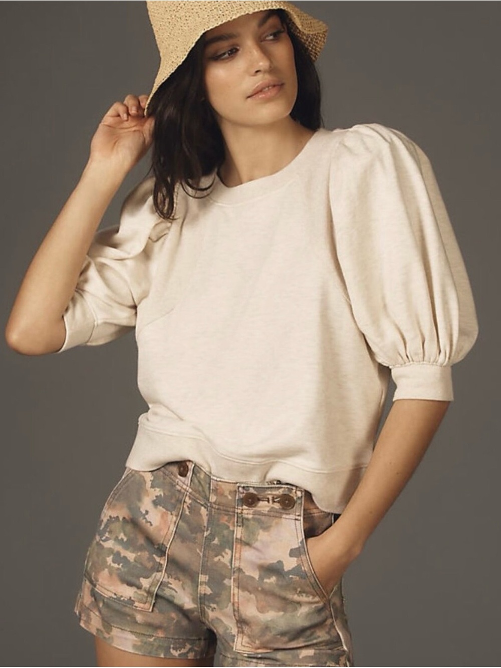 Maeve by Anthropologie Puff Sleeve Sweatshirt Top